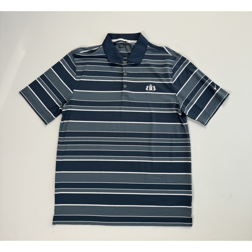 Nike Golf Tour Performance Polo Shirt Mens Large Blue Striped Dri-Fit Wicking L